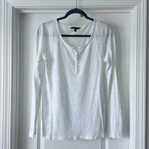 Banana Republic White Linen Henley